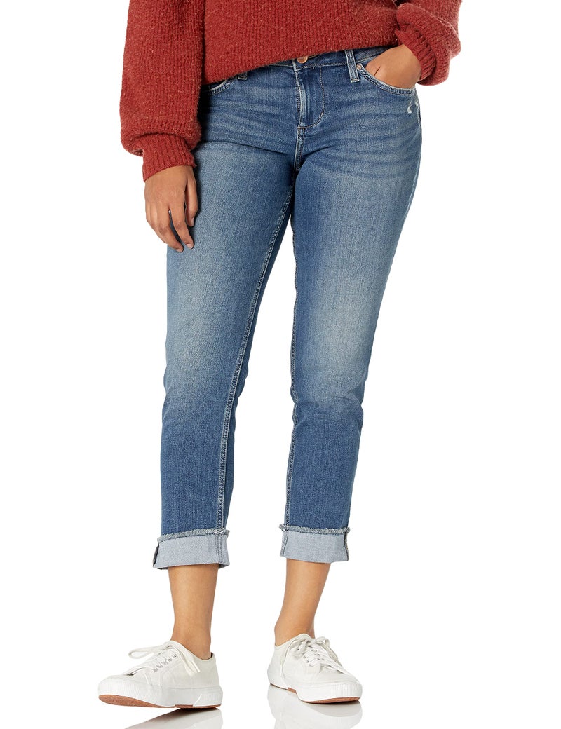 Riders by Lee Indigo Women's Fringe Cuff Boyfriend Jean, Mid Wash, 14 - Image 1